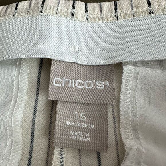 Chico’s Crop Pant size 10 Cream Stripe - Picture 4 of 6